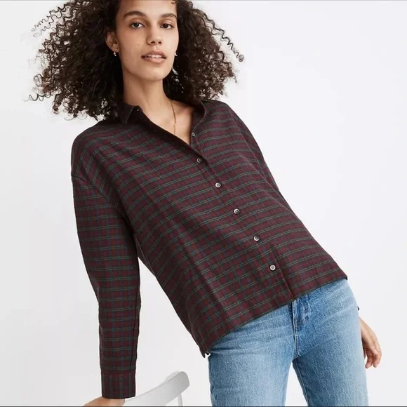 Madewell Westlake Pfeiffer Plaid Oversized Button Front Top - Picture 3 of 12